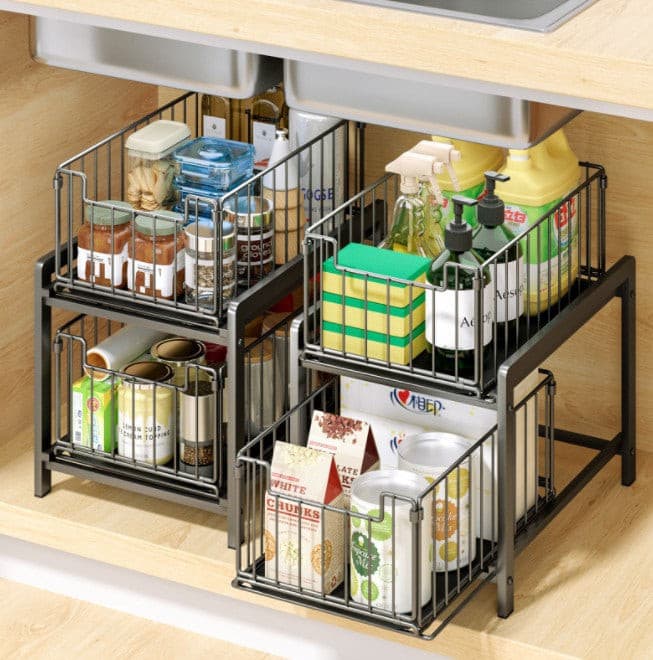 2 Tier Pull Out Cabinet Storage Organizer Benchtop Cabinet.